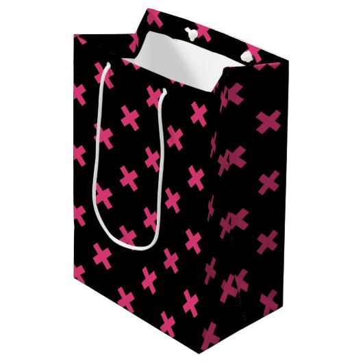 Fuchsia kruisstift zwart medium cadeauzakje (Voorkant Gekanteld)