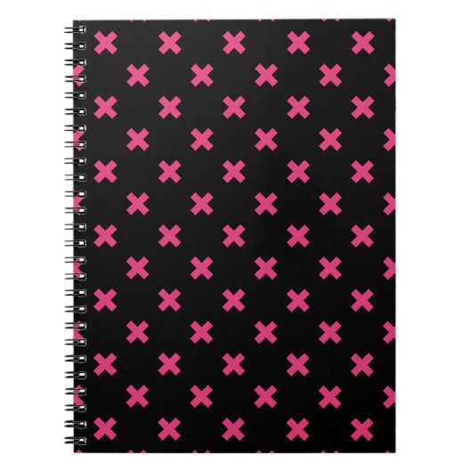 Fuchsia kruisstift zwart notitieboek (Voorkant)