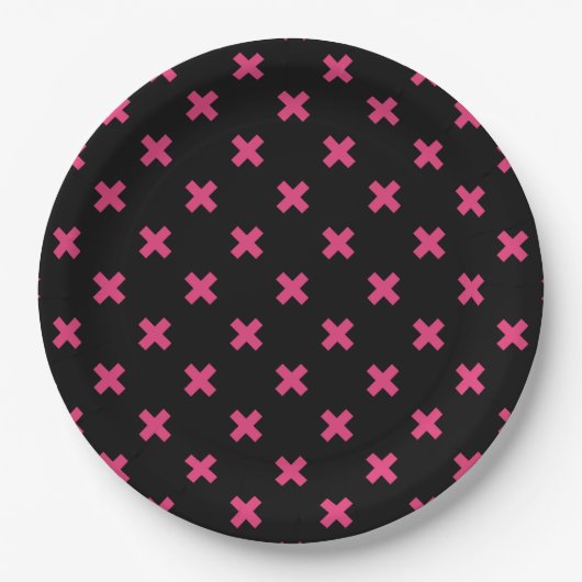 Fuchsia kruisstift zwart papieren bordje (Voorkant)