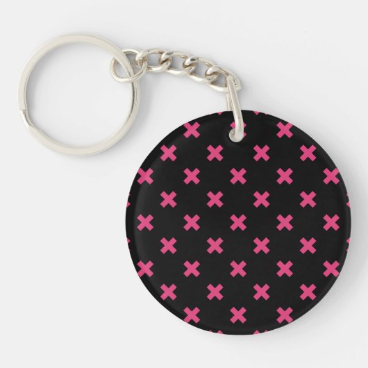 Fuchsia kruisstift zwart sleutelhanger (Voorkant)