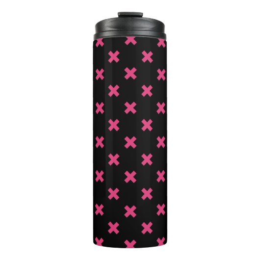 Fuchsia kruisstift zwart thermosbeker (Voorkant)