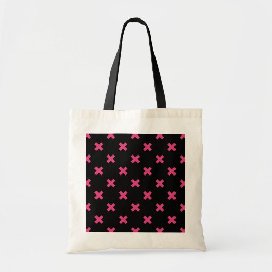 Fuchsia kruisstift zwart tote bag (Voorkant)