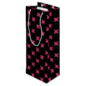 Fuchsia kruisstift zwart wijn cadeautas (Achterkant Gekanteld)