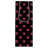 Fuchsia kruisstift zwart wijn cadeautas (Voorkant)