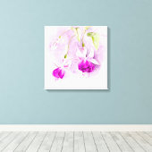 Fuchsia kunst bloem paarse roze canvas print (Insitu (Houten vloer))