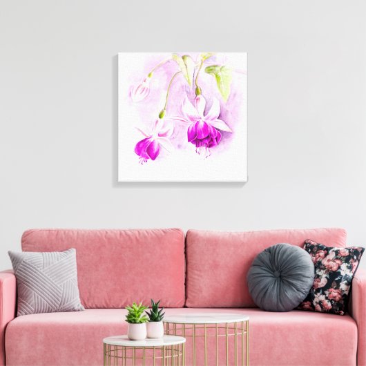 Fuchsia kunst bloem paarse roze canvas print (Insitu (Woonkamer))