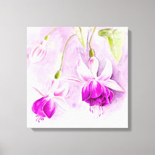 Fuchsia kunst bloem paarse roze canvas print