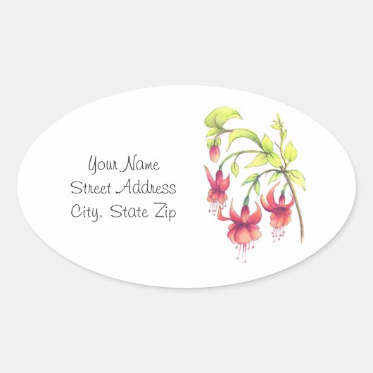 Fuchsia-labels Ovale Sticker (Voorkant)