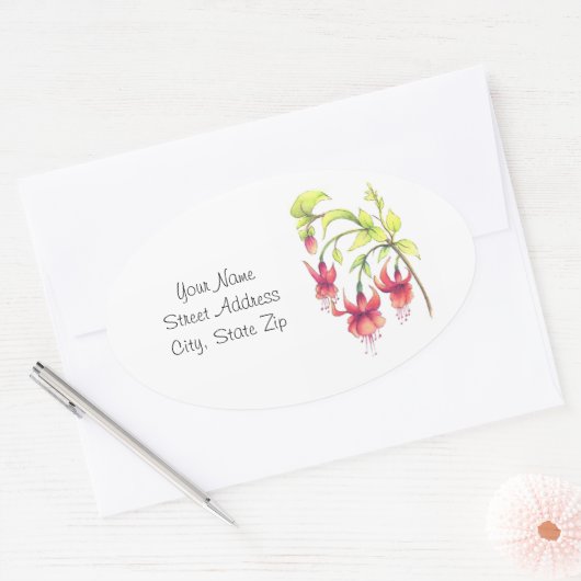 Fuchsia-labels Ovale Sticker (Envelop)