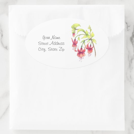 Fuchsia-labels Ovale Sticker (Tas)