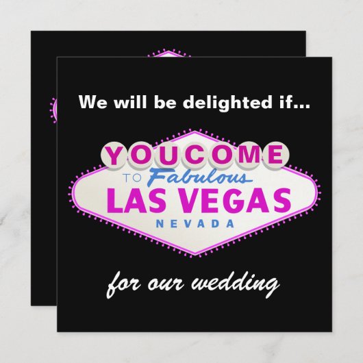 Fuchsia Las Vegas tekent moderne huwelijksuitnodig Kaart (Voorkant / Achterkant)