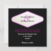 Fuchsia Las Vegas tekent moderne huwelijksuitnodig Kaart (Achterkant)