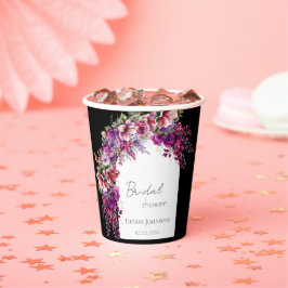 Fuchsia Lavendel Bloemboog Bruidsdouche Papieren Bekers