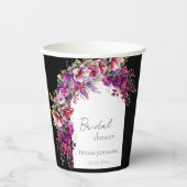 Fuchsia Lavendel Bloemboog Bruidsdouche Papieren Bekers (Voorkant)