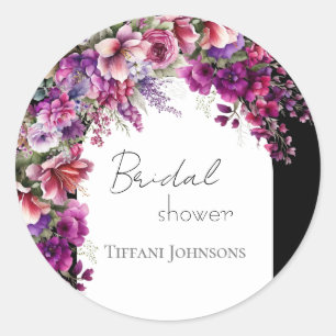 Fuchsia Lavendel Bloemboog Bruidsdouche Ronde Sticker
