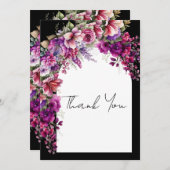 Fuchsia Lavendel Bloemrijke Boog Bruidsdouche Bedankkaart (Voorkant / Achterkant)
