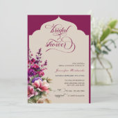 Fuchsia | Lavendel | Waterverf Bruidsdouche Kaart (Staand voorkant)