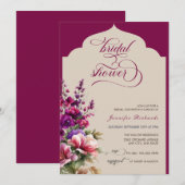 Fuchsia | Lavendel | Waterverf Bruidsdouche Kaart (Voorkant / Achterkant)