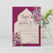 Fuchsia | Lavendel | Waterverf Bruidsdouche Kaart (Staand voorkant)
