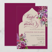 Fuchsia | Lavendel | Waterverf Bruidsdouche Kaart (Voorkant / Achterkant)