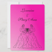 Fuchsia Lesbian Wedding Uitnodiging (Achterkant)