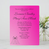 Fuchsia Lesbian Wedding Uitnodiging (Staand voorkant)