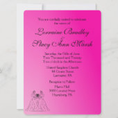 Fuchsia Lesbian Wedding Uitnodiging (Voorkant)