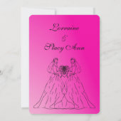 Fuchsia Lesbian Wedding Uitnodiging (Achterkant)