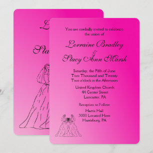 Fuchsia Lesbian Wedding Uitnodiging