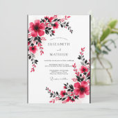 Fuchsia Levendig Romantisch Huwelijk Kaart (Staand voorkant)