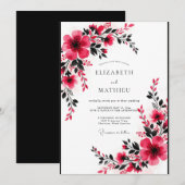 Fuchsia Levendig Romantisch Huwelijk Kaart (Voorkant / Achterkant)