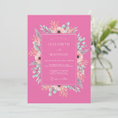 Fuchsia Levendige Lente Bruiloft Kaart (Staand voorkant)