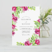 Fuchsia Levendige Tropische Bruiloft Kaart (Staand voorkant)