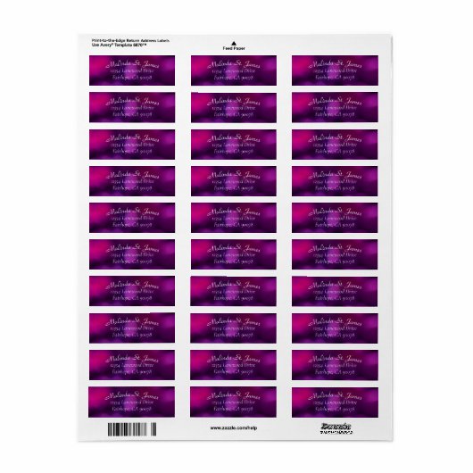 Fuchsia Light Moderne Return Address Label (Full Sheet)