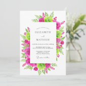 Fuchsia Limegroen Stralende Zomer Bruiloft Kaart (Staand voorkant)