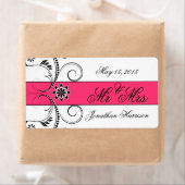 Fuchsia lint bruiloft Mr. Mrs. Waterfles Labels (Insitu)