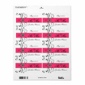 Fuchsia lint bruiloft Mr. Mrs. Waterfles Labels (Full Sheet)