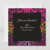 FUCHSIA LINT GOUD CELTISCH HART DAMAST MONOGRAM KAART (Achterkant)