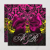 FUCHSIA LINT GOUDBLAD ZWART DAMAST MONOGRAM KAART (Voorkant / Achterkant)