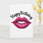 Fuchsia Lippen Verjaardagskaart Kaart (Gele Bloem)