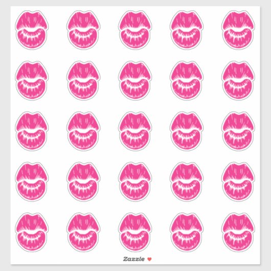 Fuchsia Lipstick Kiss Marks Sticker (Vel)