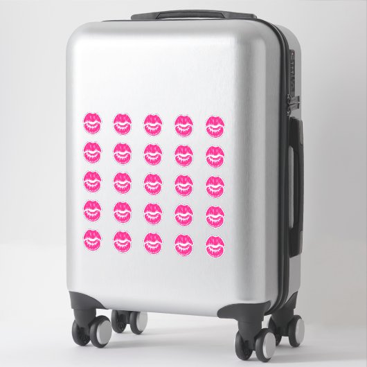 Fuchsia Lipstick Kiss Marks Sticker (Koffer)