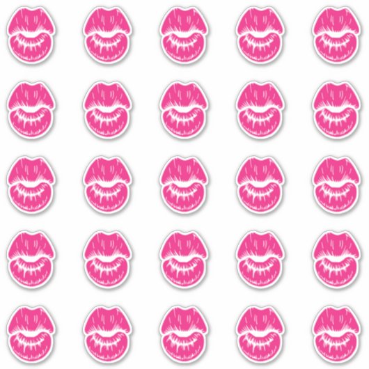 Fuchsia Lipstick Kiss Marks Sticker (Voorkant)