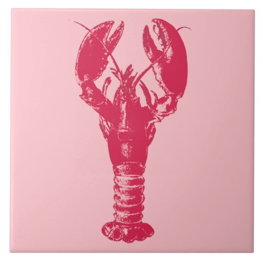 Fuchsia Lobster on Light Coral Pink Tegeltje (Voorkant)