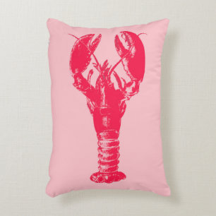 Fuchsia Lobster on Light Pink Accent Kussen