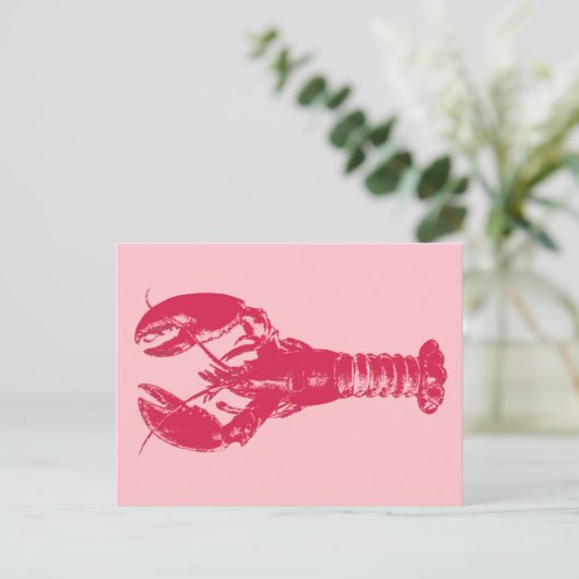 Fuchsia Lobster on Light Pink Briefkaart (Staand voorkant)