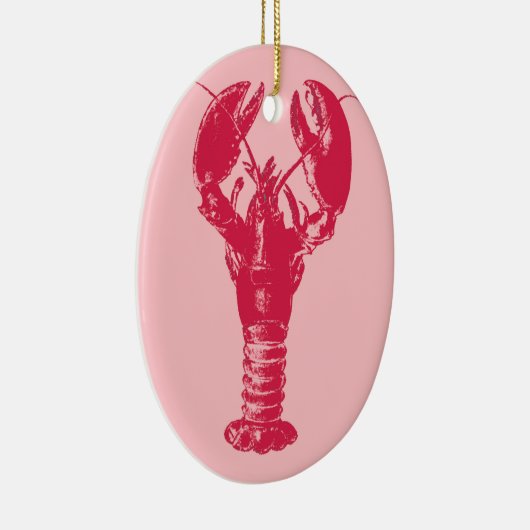 Fuchsia Lobster on Light Pink Keramisch Ornament (Rechts)