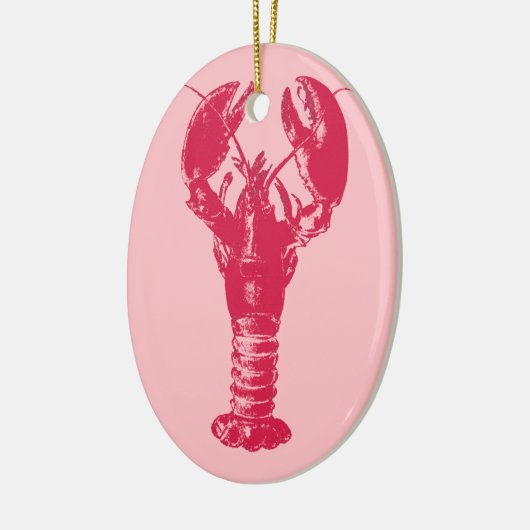 Fuchsia Lobster on Light Pink Keramisch Ornament (Links)