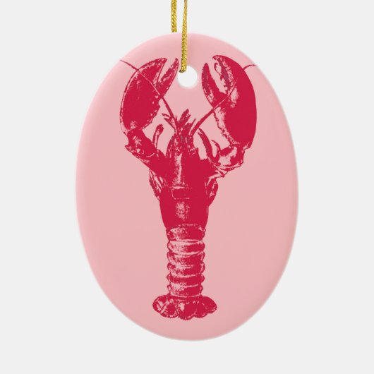 Fuchsia Lobster on Light Pink Keramisch Ornament (Achterkant)