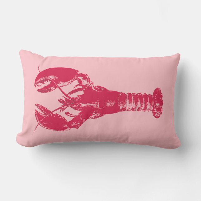 Fuchsia Lobster on Light Pink Kussen (Voorkant)